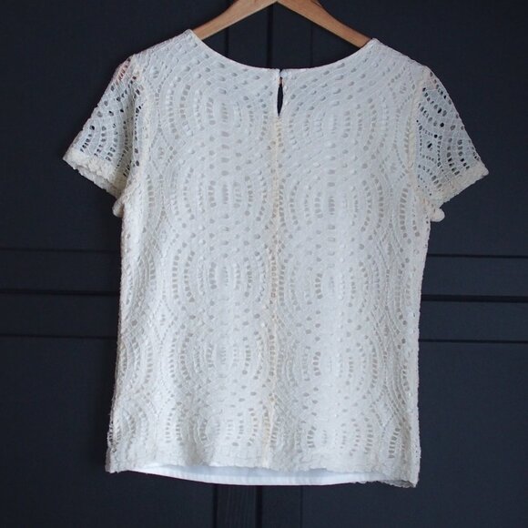 J. Crew | Beautiful Lace Short Sleeve Top in Cream - Picture 5 of 6